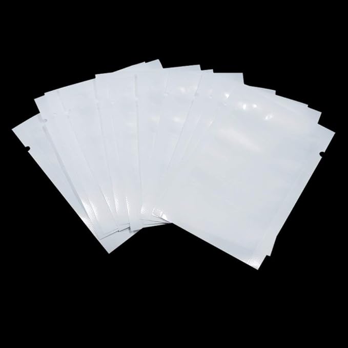 PABCK 1000 Pack 2.75x3.93 inch (Usable Size 2.4x3.5 inch) White Front Clear Open Top 2.8mil Plastic Vacuum Pouch Heat Sealable Bags for Food Storage Packets Mini Sample with Tear Notches