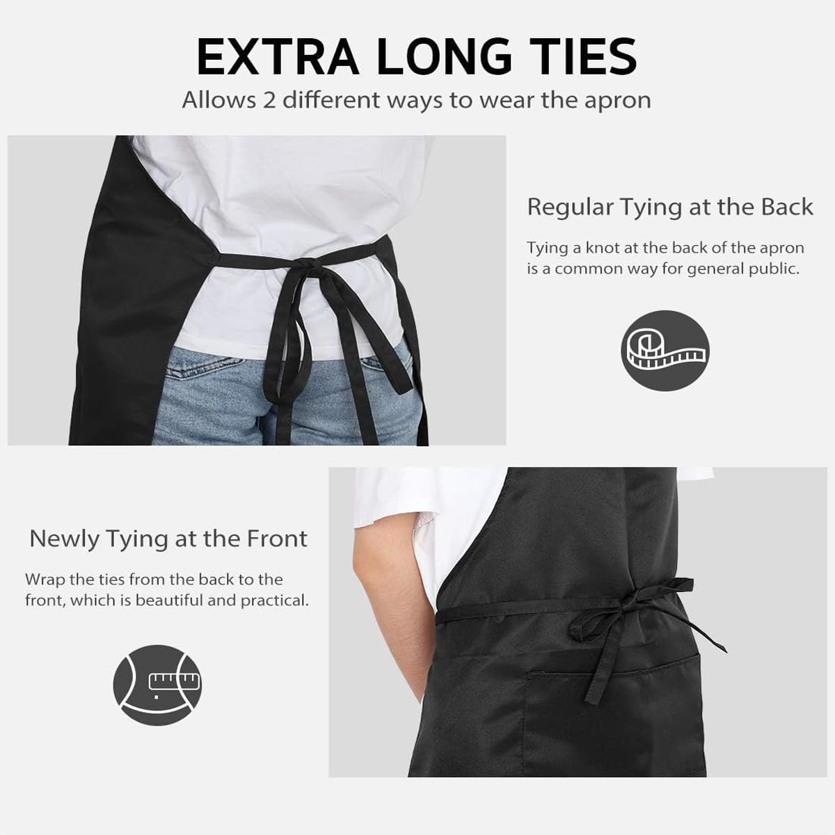 Bringsine 4 Pack Bib Chef Apron - Unisex with 2 Pockets,Machine Washable for Men and Women,Kitchen Resistant Cooking BBQ Aprons Bulk(Black)