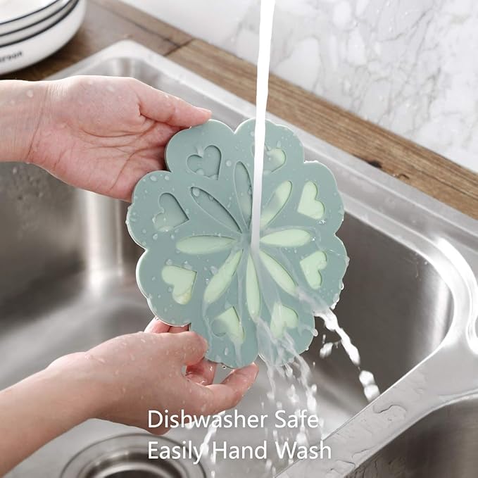 Set of 4 Silicone Trivet Mat - Hot Pot Holder Pads for Table & Countertop - Non-Slip & Heat Resistant Modern Kitchen Trivet for Dishes, Pots & Pans, Merlot Red