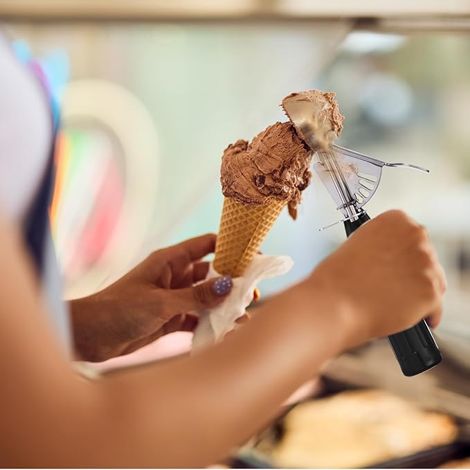 PATIKIL 5.3 Ounce Ice Cream Scoop with Trigger, Stainless Steel Portion Cookie Scoop with Thumb Trigger for Cookie Dough Cupcake Batter Baking, White 158ML