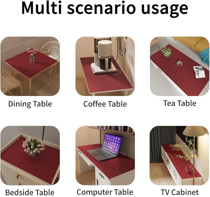 Table Protector Pad for Dining Room Table - Can Be Used On Both Sides Waterproof and Easy to Clean Good Flatness Used for Dining Table(Black+Wine Red 46x96)