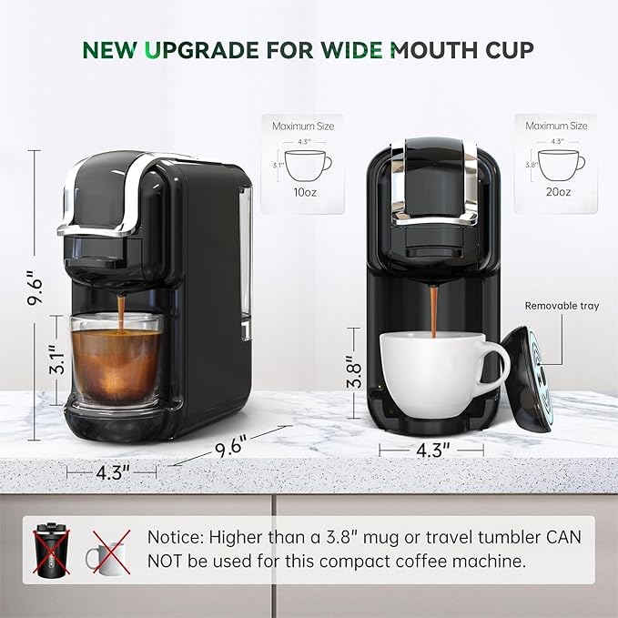 Multi-Capsule Coffee Maker, Hot/Cold Coffee Maker, Milk, ESE Pod Ground Coffee, Cafeteria, 19 Bar, 5 in 1 (Color : H2B M1A Tray BK, Size : CHINA_EU)