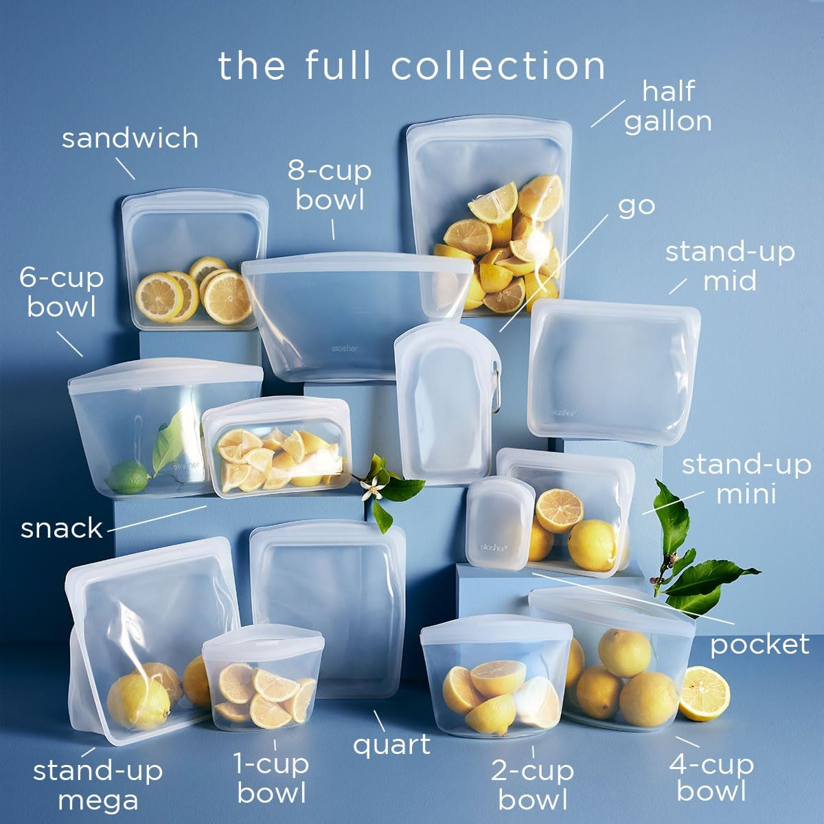 Stasher Premium Silicone Reusable Food Storage Half Gallon Bag, Orange, Microwave, Sous Vide, Dishwasher, Oven and Freezer Safe, BPA Free, Leak-free, Eco-friendly, 64 Oz