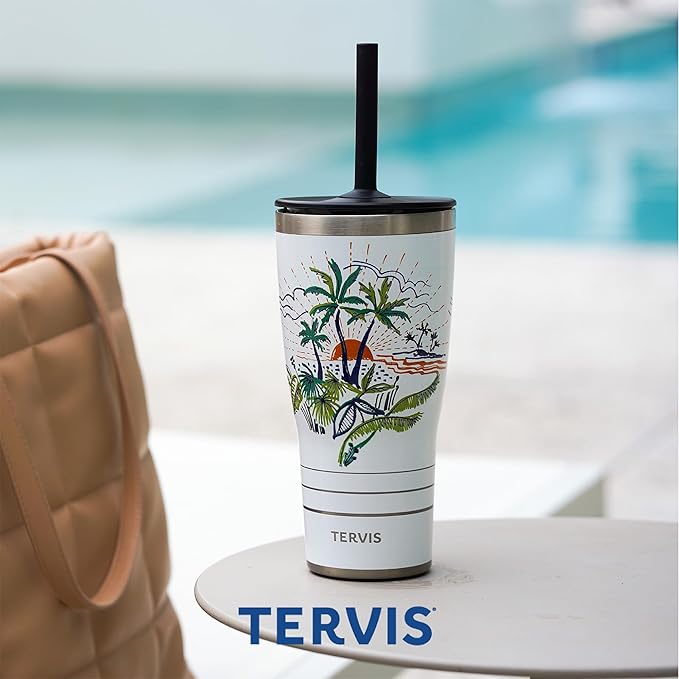 Tervis Traveler Ohio State Buckeyes - Night Game Triple Walled Insulated Tumbler Travel Cup Keeps Drinks Cold & Hot, 30oz Straw Lid, Stainless Steel