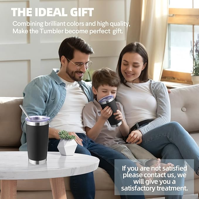Volhoply 20oz Stainless Steel Tumbler with Lid and Straw Bulk 8 Pack,Double Wall Insulated Travel Iced Coffee Mug Fits Cup Holder,Powder Coated Cups for Hot/Cold Drinks,Christmas Gifts(Assorted,8 Set)