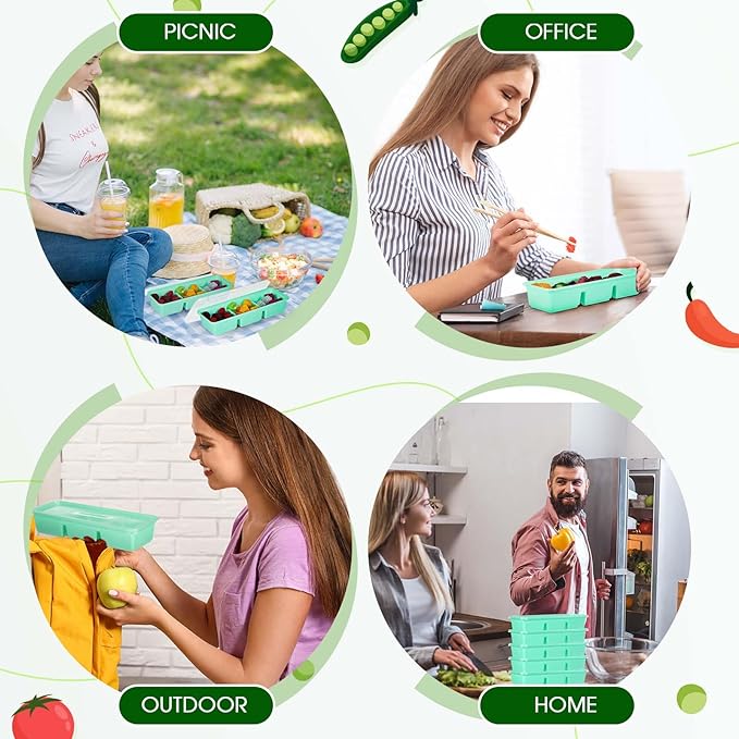 Hushee 25 Pack 17 oz Small Meal Prep Containers with 3 Compartments Snack Containers with Lid Disposable Plastic Bento Box Travel Lunch Food Boxes Stackable for Office Picnic (Green)