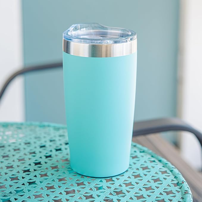 6 Ct of 20 Oz Two-Tone Himalayan Stainless Steel Tumbler with Lid – Navy Blue – Customizable Insulated Cups for Water, Coffee, Hot & Iced Drinks – Great for DIY, Events, Work