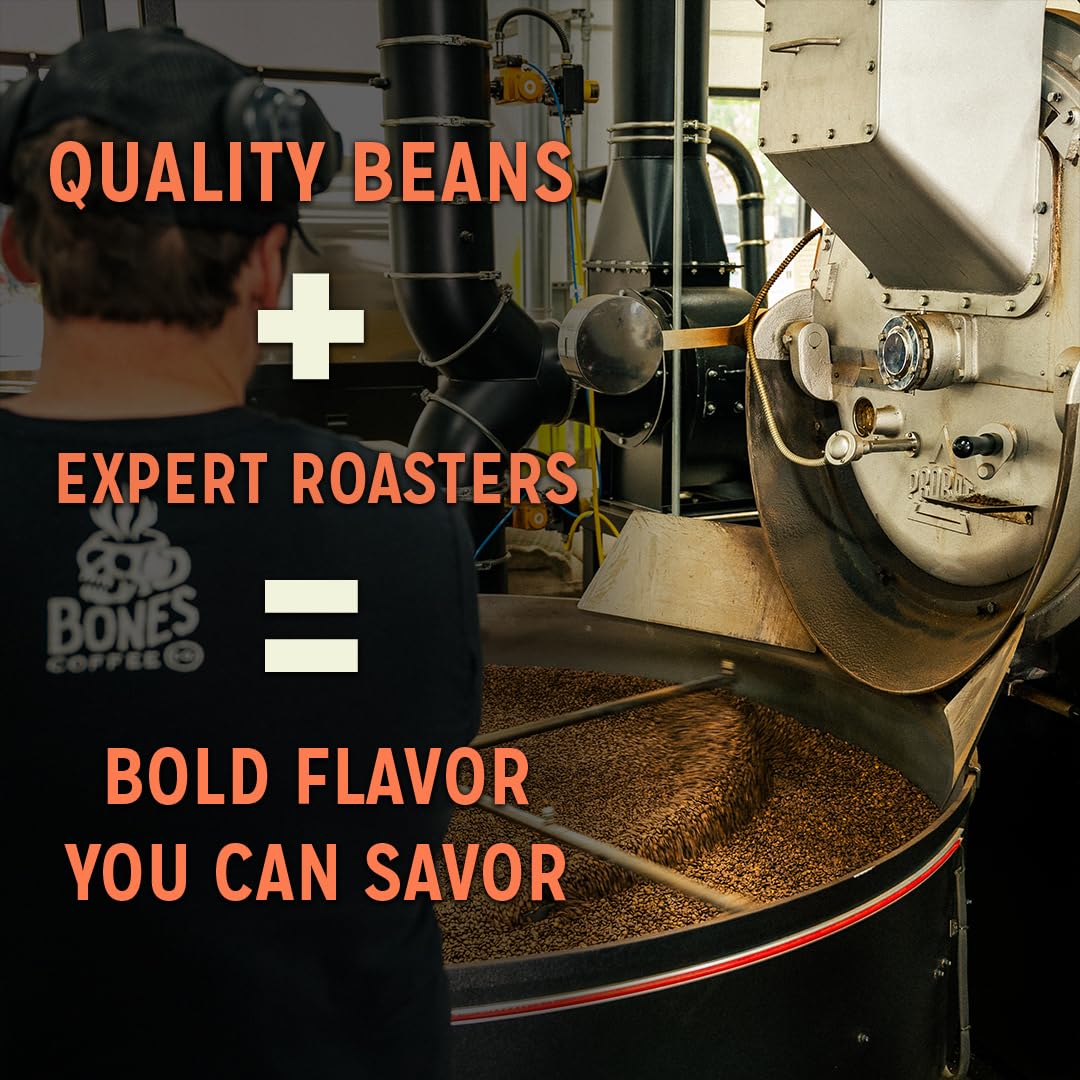 Bones Coffee Company Sweet Tater Swirl, Cinnamon Sweet Potato Flavored Coffee, Medium Roast Low Acid Arabica Beans Compatible with Auto drip and French Press Coffee Maker, 12 Oz Whole Bean