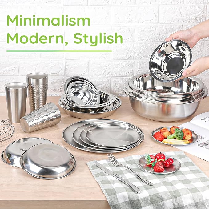 304(18/8) Stainless Steel Mixing Bowls for Kitchen, 8 Pack 6.3" 13.67 fl.oz Small Metal Mixing Bowls Set Stackable for Baking Serving Cooking Food Prep Storage Dishwasher Safe Lightweight