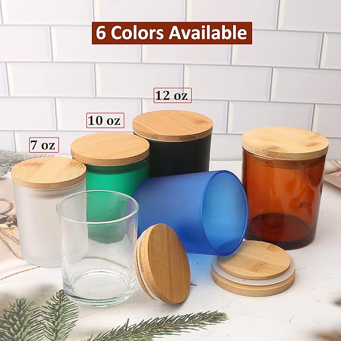 MILIVIXAY 12 Pack 12 OZ Clear Glass Candle Jars with Lids and Candle Making Kits - Bulk Empty Candle Jars for Making Candles - Spice, Powder Containers.