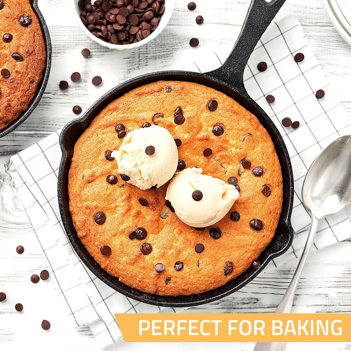 Utopia Kitchen Cast iron Skillets 3 Piece Set, Chefs Pan, Pre Seasoned Cast iron Skillets, 6, 8 & 10 Inches, Easy Use in the Oven, Stove, Grill, or Campfire, Black