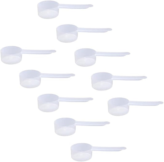 Plastic Measuring Scoop, 1.5 Tablespoon (23 cc | 23 mL) Long Handle Spoons for Powders, Granules, Coffee, Pet Food, Baking Supplies, Protein and Other Dry Goods, BPA Free (Set of 10)