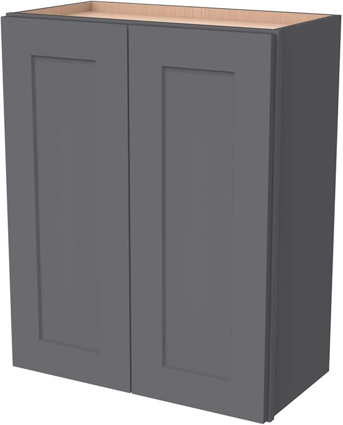 Wall-Mounted Cabinet – Solid Wood Shaker Style Medicine Cabinet with Adjustable Shelves & Soft-Close Doors for Bathroom, Kitchen, and Office Storage (Pebble Gray, 39" W x 12" D x 42" H)