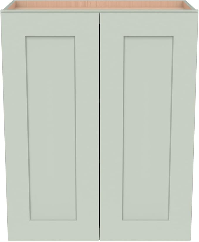Wall-Mounted Cabinet – Solid Wood Shaker Style Medicine Cabinet with Adjustable Shelves & Soft-Close Doors for Bathroom, Kitchen, and Office Storage (Jade Green, 39" W x 12" D x 30" H)