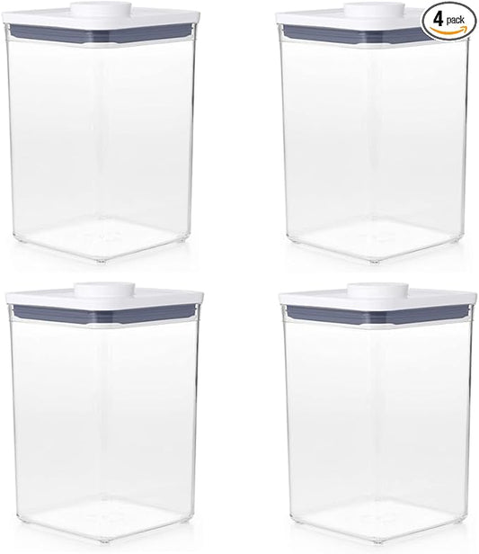 OXO Good Grips POP Container 4.4-Quart Square Airtight Food Storage for for Flour and More (Set of 4)