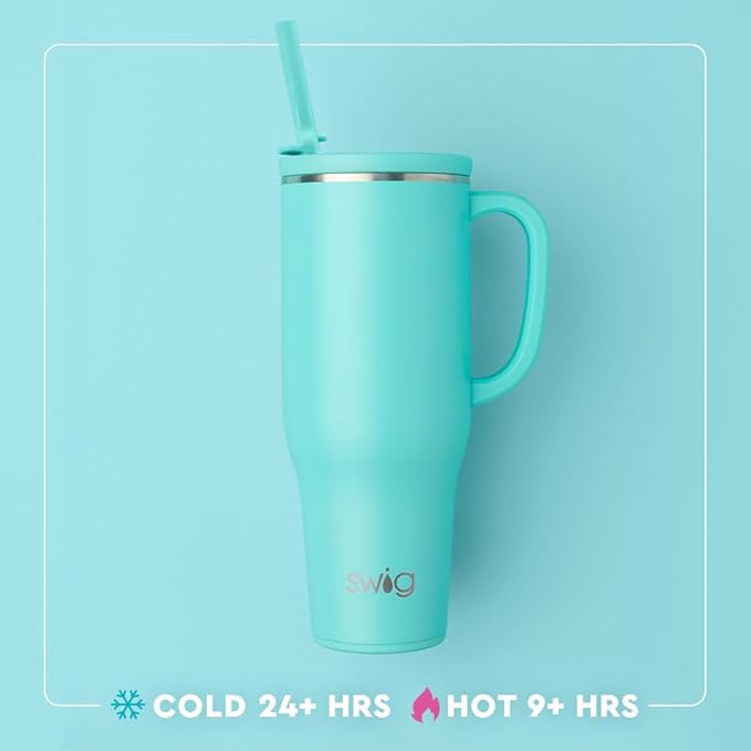 Swig Life 40oz Leak Proof Mega Mug, 40oz Leak Proof Tumbler with Handle and Straw, Extra Large Insulated Tumblers, Cup Holder Friendly Travel Mug, Reusable Leakproof Water Bottle (Easter Bunny)