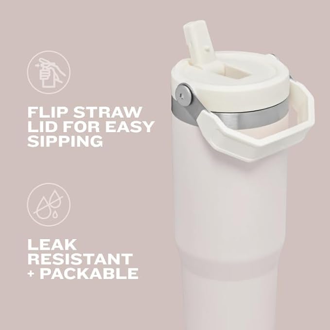 STANLEY IceFlow 2.0 Flip Straw Tumbler with Handle 30 oz | Twist On Lid and Flip Up Straw | Leak Resistant Water Bottle | Insulated Stainless Steel | BPA-Free | Cranberry