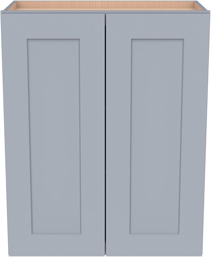 Wall-Mounted Cabinet – Solid Wood Shaker Style Medicine Cabinet with Adjustable Shelves & Soft-Close Doors for Bathroom, Kitchen, and Office Storage (Grey, 36" W x 12" D x 36" H)