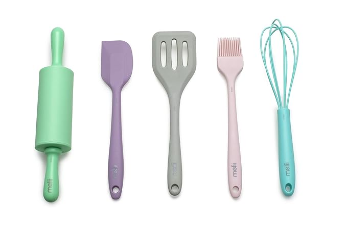melii 5 Piece Real Mini Baking Tool Set, Cooking Tools for Kids