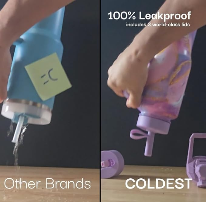 Coldest Tumbler with Handle and Straw, 100% Leak Proof Insulated Tumbler with Lid and Straw (3 Lids), Stainless Steel Tumblers for Women & Men, Cup Holder Friendly, 36 oz (White Croc)