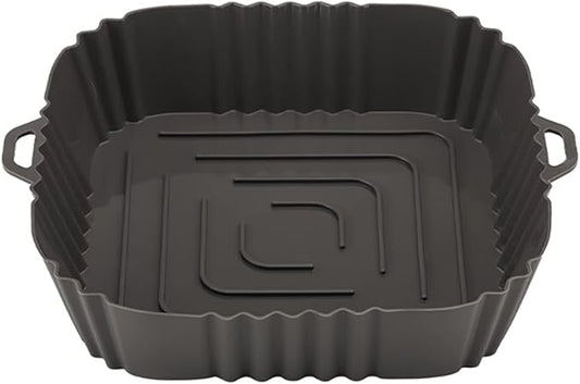 Silicone Baking Tray Reusable Air Fryer Liners Basket Nonstick Oven Baking Pan Multifunctional For Kitchen Gadgets 2Pcs Grey