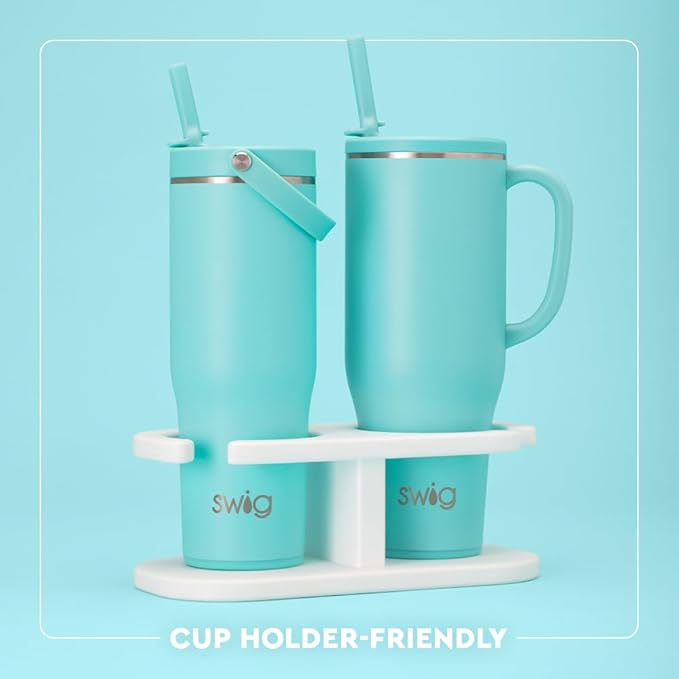 Swig Life 40oz Leak Proof Mega Mug, 40oz Leak Proof Tumbler with Handle and Straw, Extra Large Insulated Tumblers, Cup Holder Friendly Travel Mug, Reusable Leakproof Water Bottle (Jockey Club)