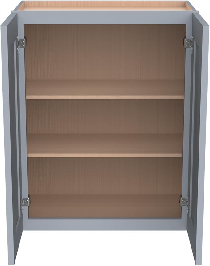 Wall-Mounted Cabinet – Solid Wood Shaker Style Medicine Cabinet with Adjustable Shelves & Soft-Close Doors for Bathroom, Kitchen, and Office Storage (Grey, 39" W x 12" D x 42" H)
