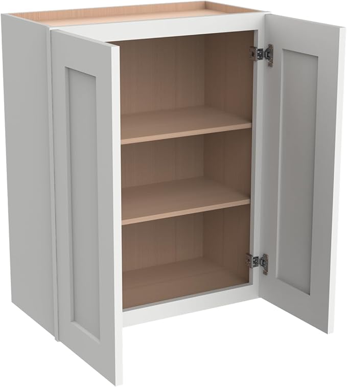 Wall-Mounted Cabinet – Solid Wood Shaker Style Medicine Cabinet with Adjustable Shelves & Soft-Close Doors for Bathroom, Kitchen, and Office Storage (Origami White, 39" W x 12" D x 36" H)