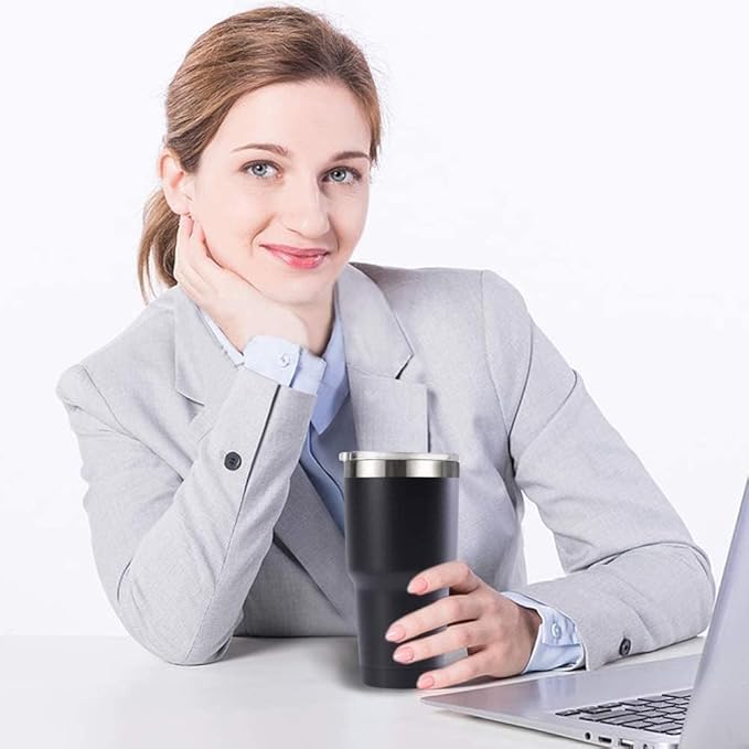 30oz Stainless Steel Travel Mug with Lid, 25 Pack Double Wall Vacuum Insulated Bulk Tumbler, Powder Coated Coffee Cup Suitable for Vehicle Cup Holders (White)