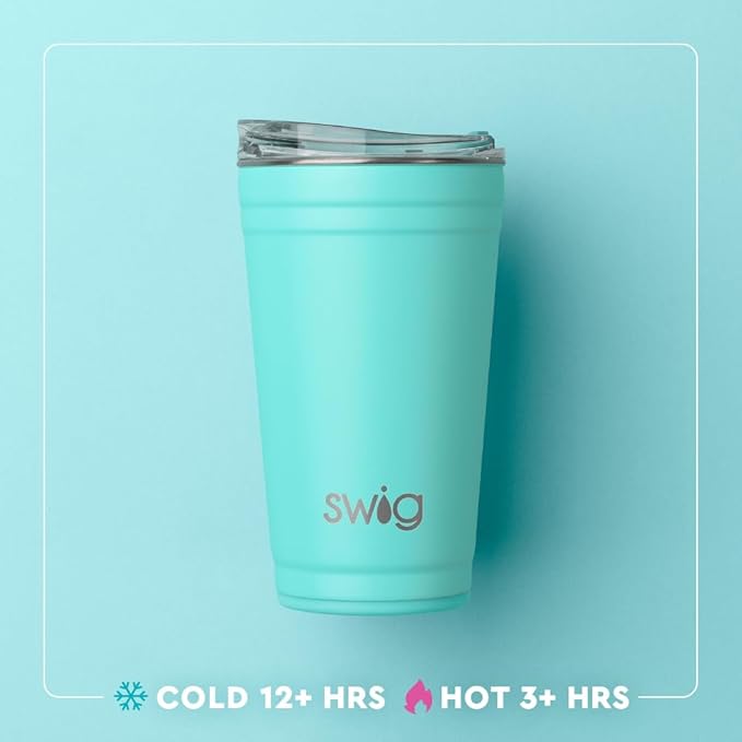 Swig Life 24oz Party Cup, Stackable Insulated Travel Coffee Tumbler with EZ Slider Lid, Cup Holder Friendly, Stainless Steel 24 oz Tumbler, Reusable Coffee Mug (Bride to Be)