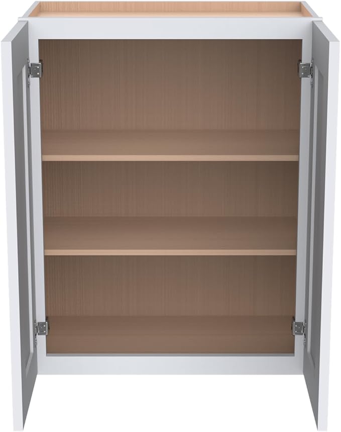 Wall-Mounted Cabinet – Solid Wood Shaker Style Medicine Cabinet with Adjustable Shelves & Soft-Close Doors for Bathroom, Kitchen, and Office Storage (White, 39" W x 12" D x 36" H)