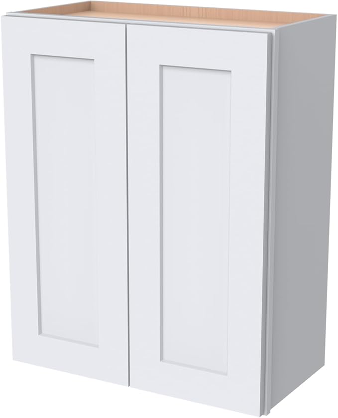 Wall-Mounted Cabinet – Solid Wood Shaker Style Medicine Cabinet with Adjustable Shelves & Soft-Close Doors for Bathroom, Kitchen, and Office Storage (White, 36" W x 12" D x 42" H)