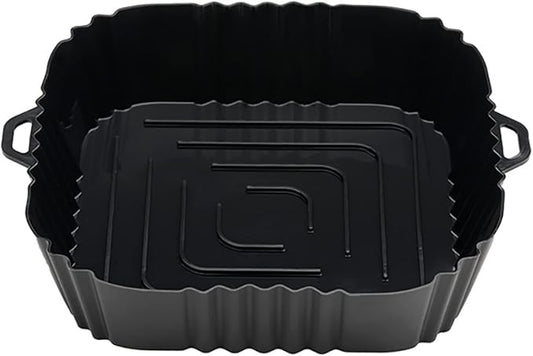 Silicone Baking Tray Reusable Air Fryer Liners Basket Nonstick Oven Baking Pan Multifunctional For Kitchen Gadgets 2Pcs Black