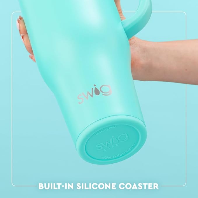 Swig Life 30oz Mega Mug, 30 oz Tumbler with Handle and Straw, Cup Holder Friendly, Dishwasher Safe, Extra Large Insulated Tumbler, Easter Basket Stuffers, Easter Gifts for Women (Bunny Trail)