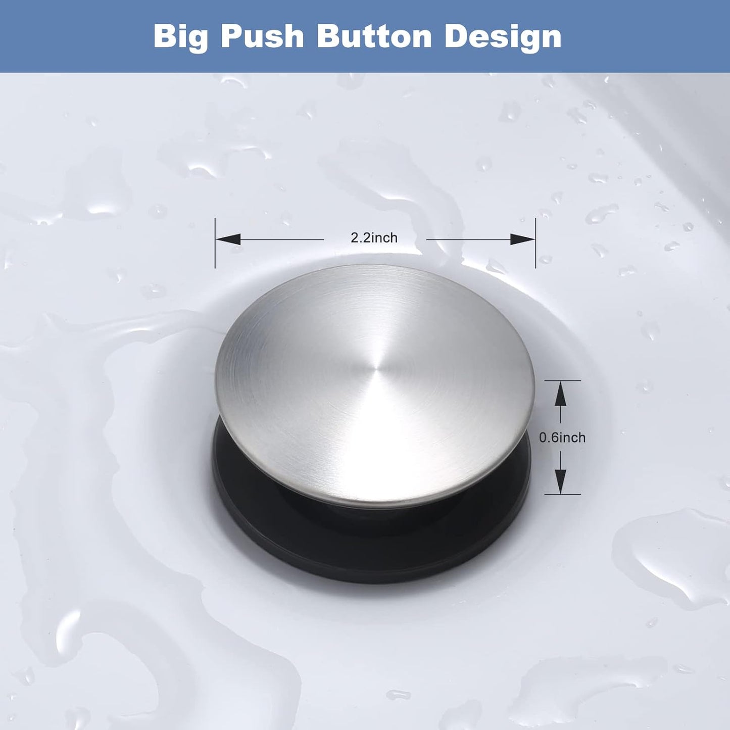 ARCORA Bathroom Sink Drain with Overflow 2 Pack, Brushed Nickel Pop Up Drain Stopper Vanity Vessel Sink Clicker Drain Stopper