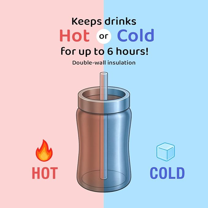 GROSMIMI Insulated 316 Stainless Steel Spill Proof Straw Cup, Water bottle with Flip Top for Toddlers, BPA Free (cherry, 6oz)