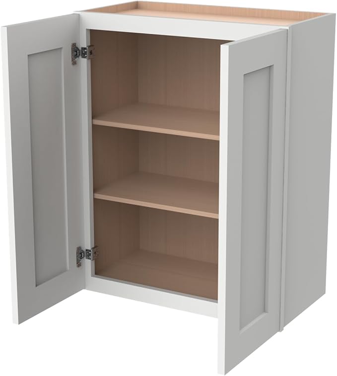 Wall-Mounted Cabinet – Solid Wood Shaker Style Medicine Cabinet with Adjustable Shelves & Soft-Close Doors for Bathroom, Kitchen, and Office Storage (Origami White, 30" W x 12" D x 36" H)