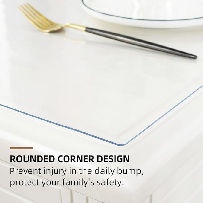 Warmstar Clear Table Cover Protector 28 x 54 Inch,1.5mm Thick Plastic Table Cover Rectangle,PVC Clear Table Protector,Desk Protector Mat for Kitchen, Dresser, Writing Desk，Dining Room Table