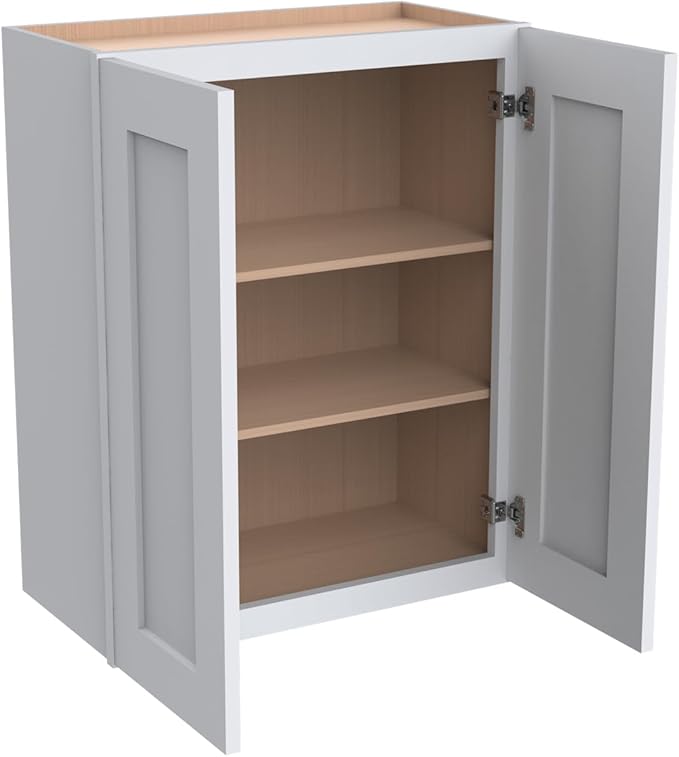 Wall-Mounted Cabinet – Solid Wood Shaker Style Medicine Cabinet with Adjustable Shelves & Soft-Close Doors for Bathroom, Kitchen, and Office Storage (White, 36" W x 12" D x 30" H)