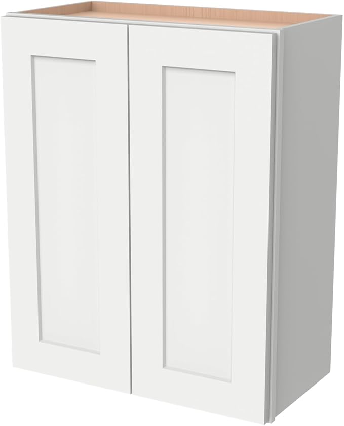 Wall-Mounted Cabinet – Solid Wood Shaker Style Medicine Cabinet with Adjustable Shelves & Soft-Close Doors for Bathroom, Kitchen, and Office Storage (Origami White, 36" W x 12" D x 30" H)