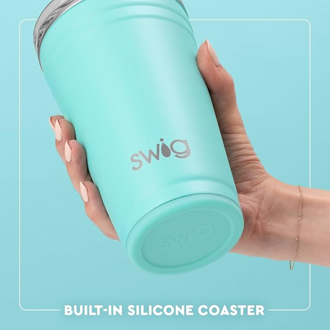 Swig Life 24oz Party Cup, Stackable Insulated Travel Coffee Tumbler with EZ Slider Lid, Cup Holder Friendly, Stainless Steel 24 oz Tumbler, Reusable Mug (Saturdays In Fayetteville)