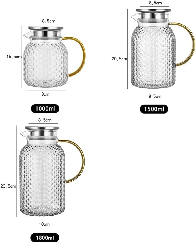 Water Pitcher Glass Water Pitcher with Filter Lid and Pouring Spout Heat Resistant Glass Carafe for Hot Cold Beverages Homemade Ice Tea Bottle Iced Tea Carafe(1L)