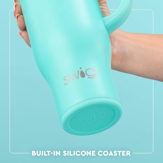 Swig Life 30oz Mega Mug, 30oz Tumbler with Handle and Straw, Large Insulated Tumblers, Cup Holder Friendly Travel Mug, Stainless Steel 30 oz Tumbler, Reusable Insulated Water Bottle (High Tide)
