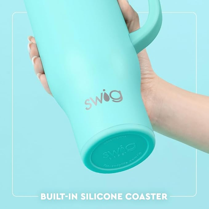 Swig Life 30oz Mega Mug, 30oz Tumbler with Handle and Straw, Large Insulated Tumblers, Cup Holder Friendly Travel Mug, Stainless Steel 30 oz Tumbler, Reusable Insulated Bottle (Strawberry Shortcake)