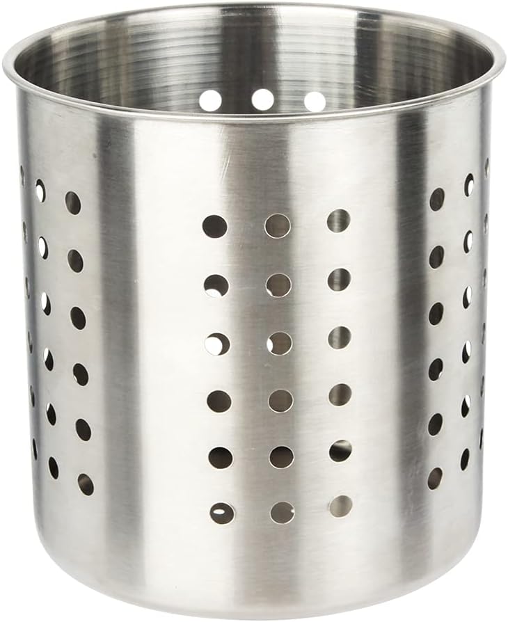 Stainless Steel Utensil Holder Kitchen Holder Restaurant Cooking Utensil Holder for Forks Spatula, 5.3'' x 5.1" Round Utensil Organizer
