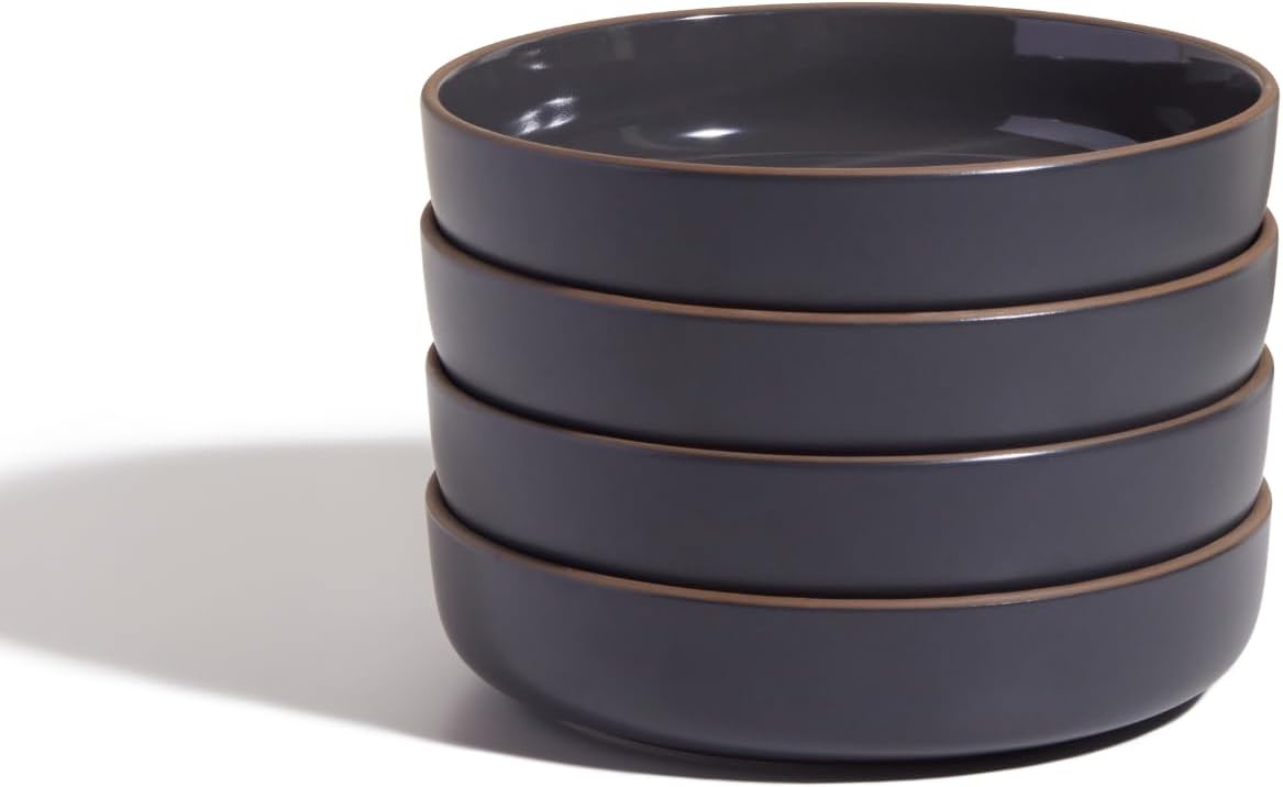 Our Place Dinner Bowls - Set of Four 8.5" Handcrafted Ceramic Pasta Bowls | Deep Plate Bowl Hybrid for Salads, Rice & More | Chip-Resistant, Restaurant-Grade, Stackable, Modular Design | Char