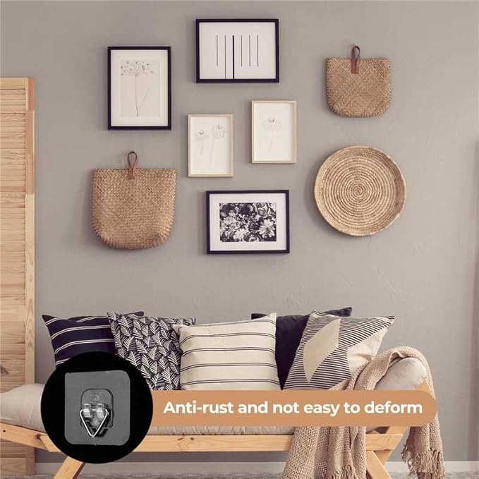 Bilillo 20 Pack Invisible Adhesive Wall Plate Hangers, 2.3 Inch Plastic Plate Holders for Decorative Plates, Photo Frames, and Wall Art Display