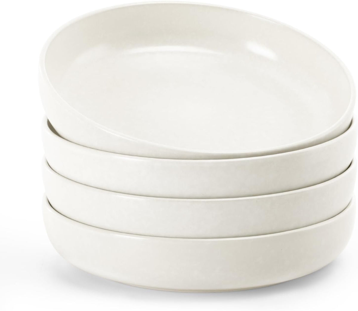 famiware Milkyway Pasta Bowls Set of 4, 8.5" Large Salad Bowls, Double Reactive Glaze, Sturdy & Stackable, Ideal for Housewarming, Festivals, Matte White