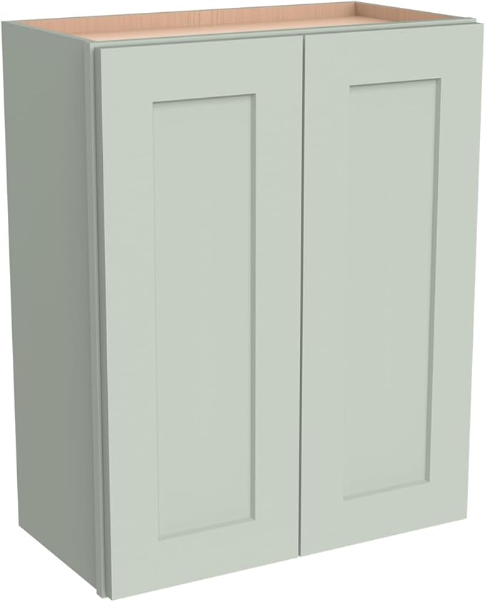 Wall-Mounted Cabinet – Solid Wood Shaker Style Medicine Cabinet with Adjustable Shelves & Soft-Close Doors for Bathroom, Kitchen, and Office Storage (Jade Green, 39" W x 12" D x 36" H)