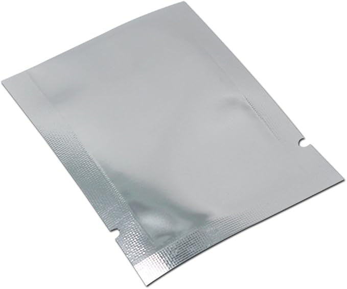 Silver Aluminum Foil Pouch Heat Seal Front Window Plastic Mini Open Top Flat Vacuum Packaging Mylar Bag Food Small Sample Mylar Storage with Tear Notch (1000, 7x10cm(2.7x3.9 inch))